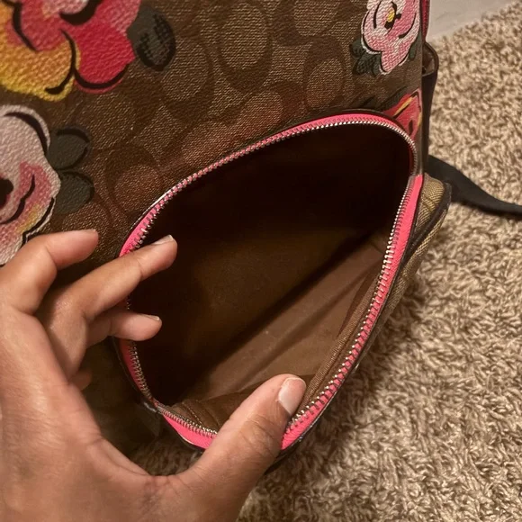 Coach Floral Print Signature Backpack & Wristlet - Brown/Pink - Picture 3 of 16